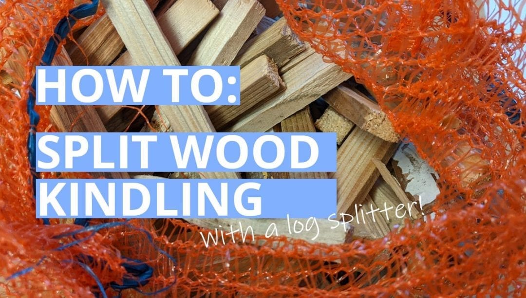 legna da ardere spaccata, legno di pino, borsa per tronchi in rete